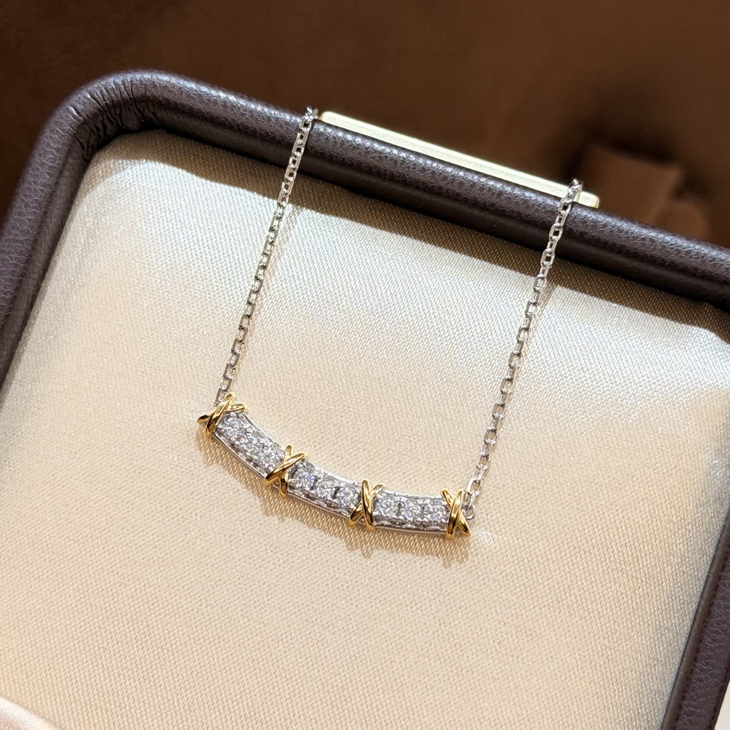 Tiffany & Co 925 Sterling Silver and Gold Plated Diamond Necklace